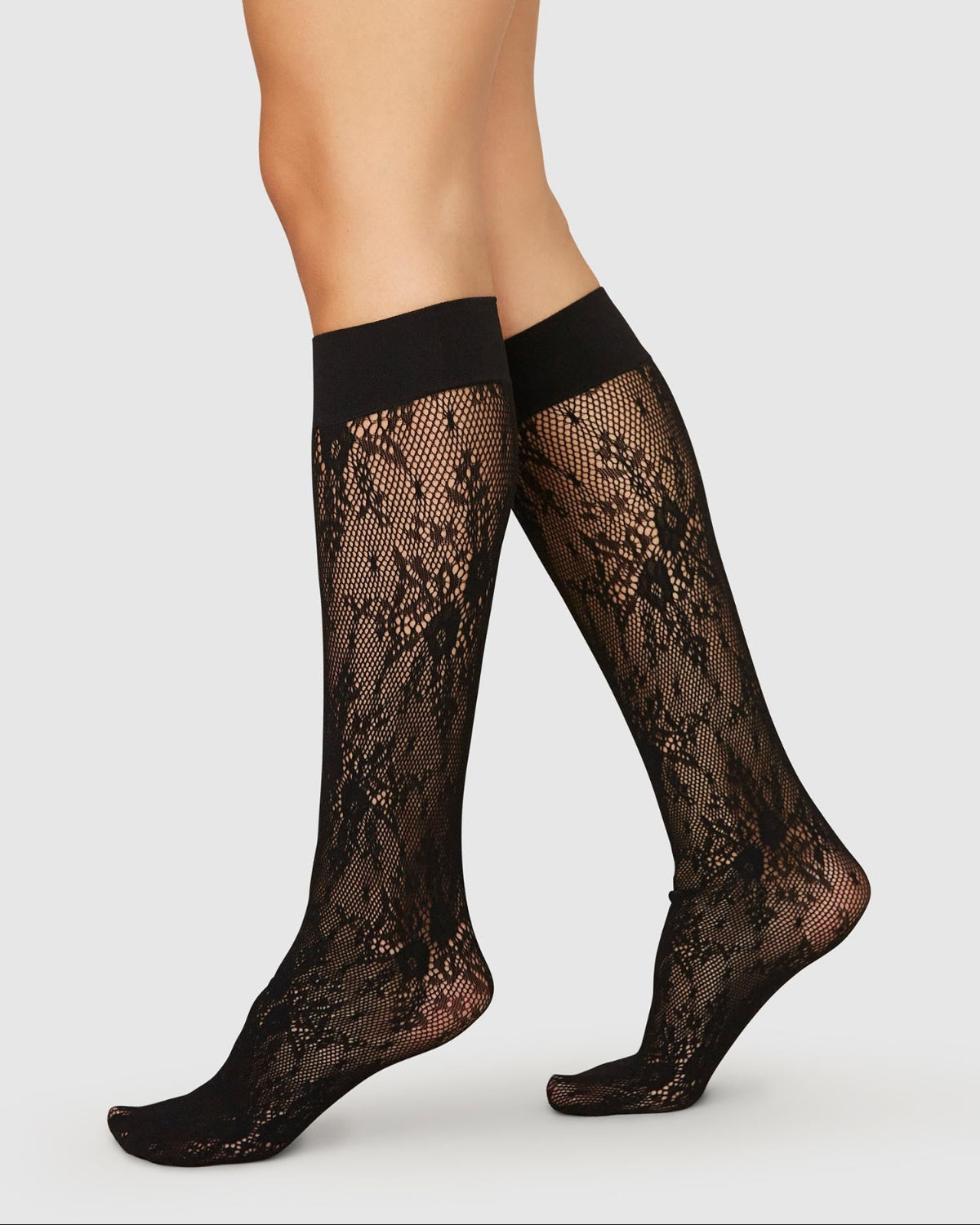 SWEDISH STOCKINGS ROSA LACE KNEE-HIGHS BLACK socks jan-n-june 1