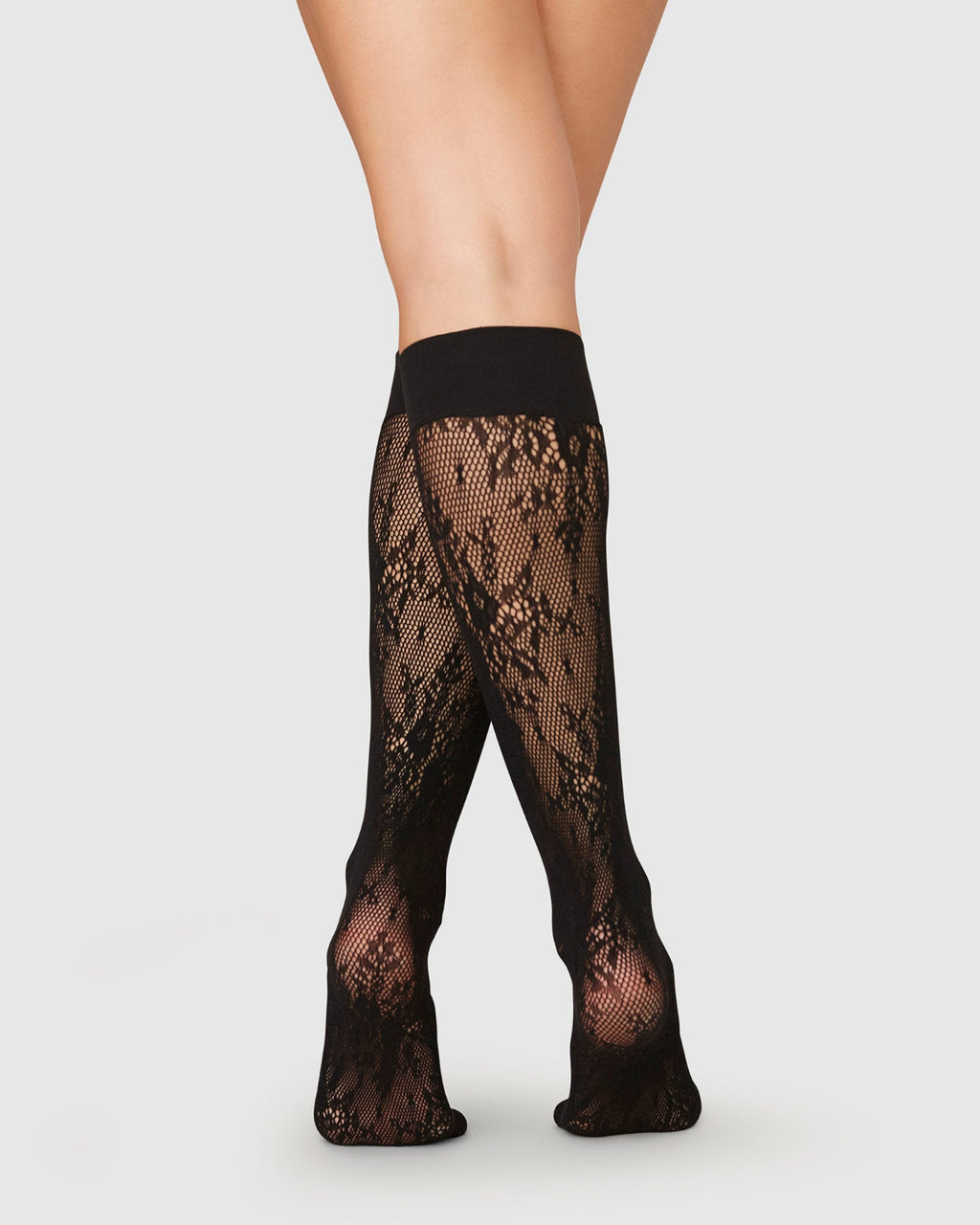 SWEDISH STOCKINGS ROSA LACE KNEE-HIGHS BLACK socks jan-n-june 2
