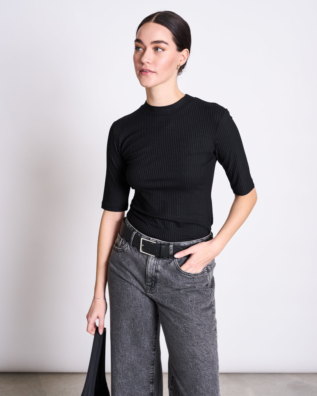 TENCEL™ LYOCELL RIB T-SHIRT NINA BLACK t-shirt jan-n-june 6