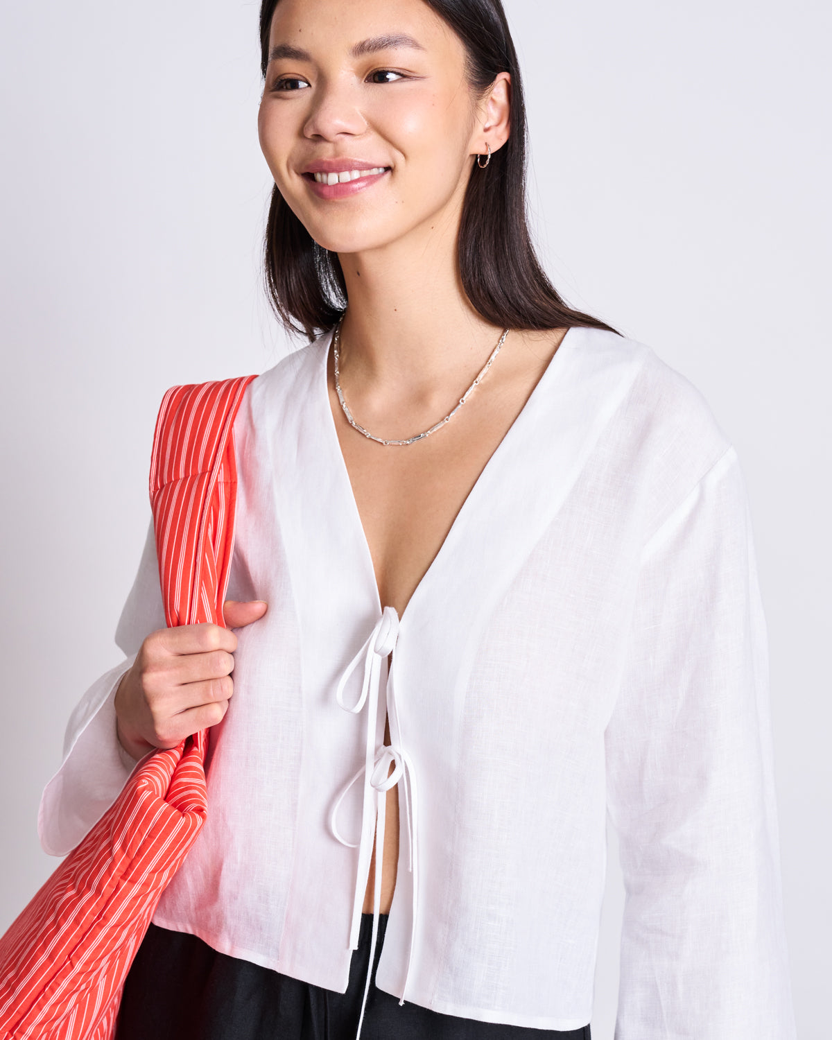 LINEN TIE BLOUSE SKAGEN WHITE Blouses jan-n-june 10