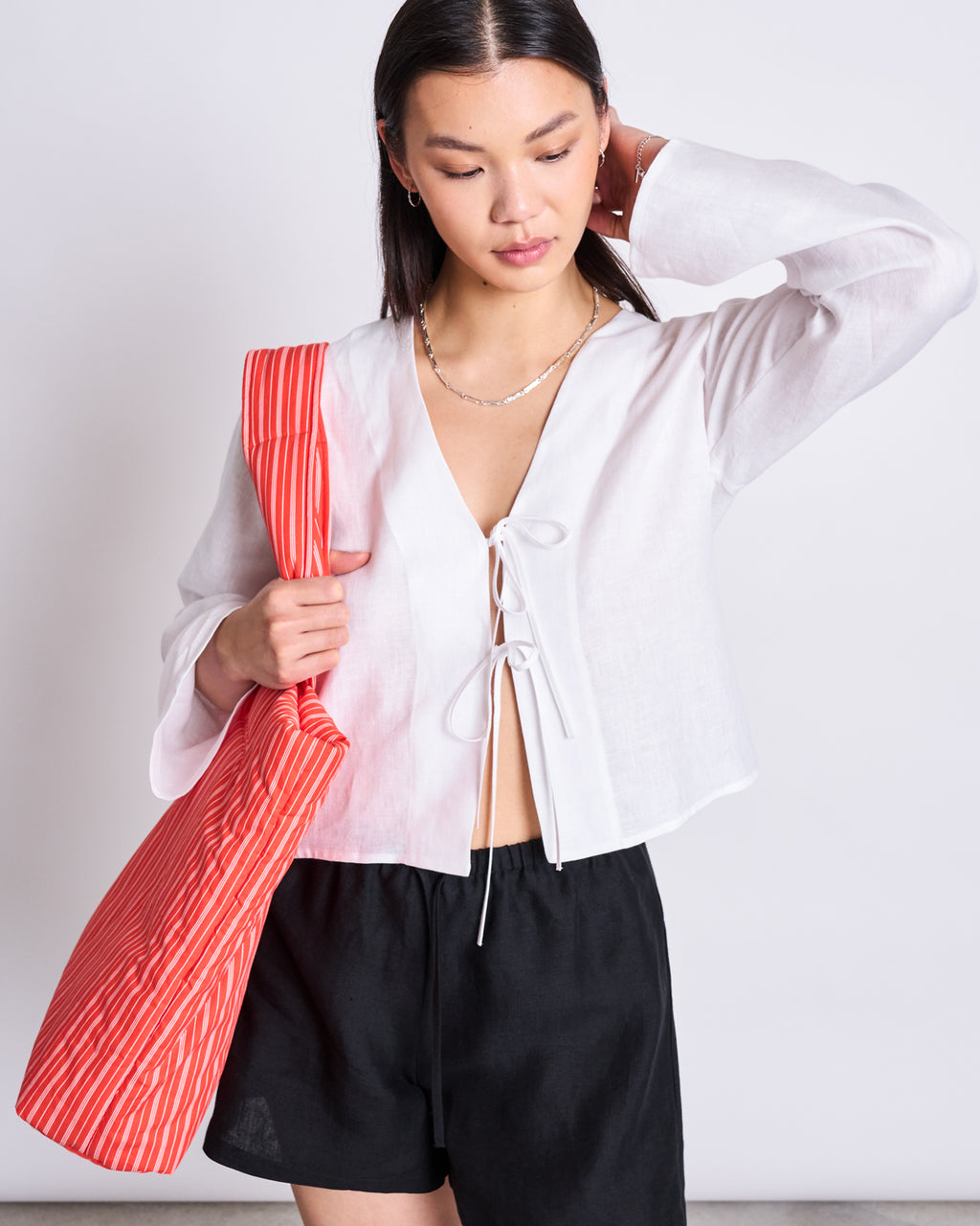 LINEN TIE BLOUSE SKAGEN WHITE Blouses jan-n-june 11