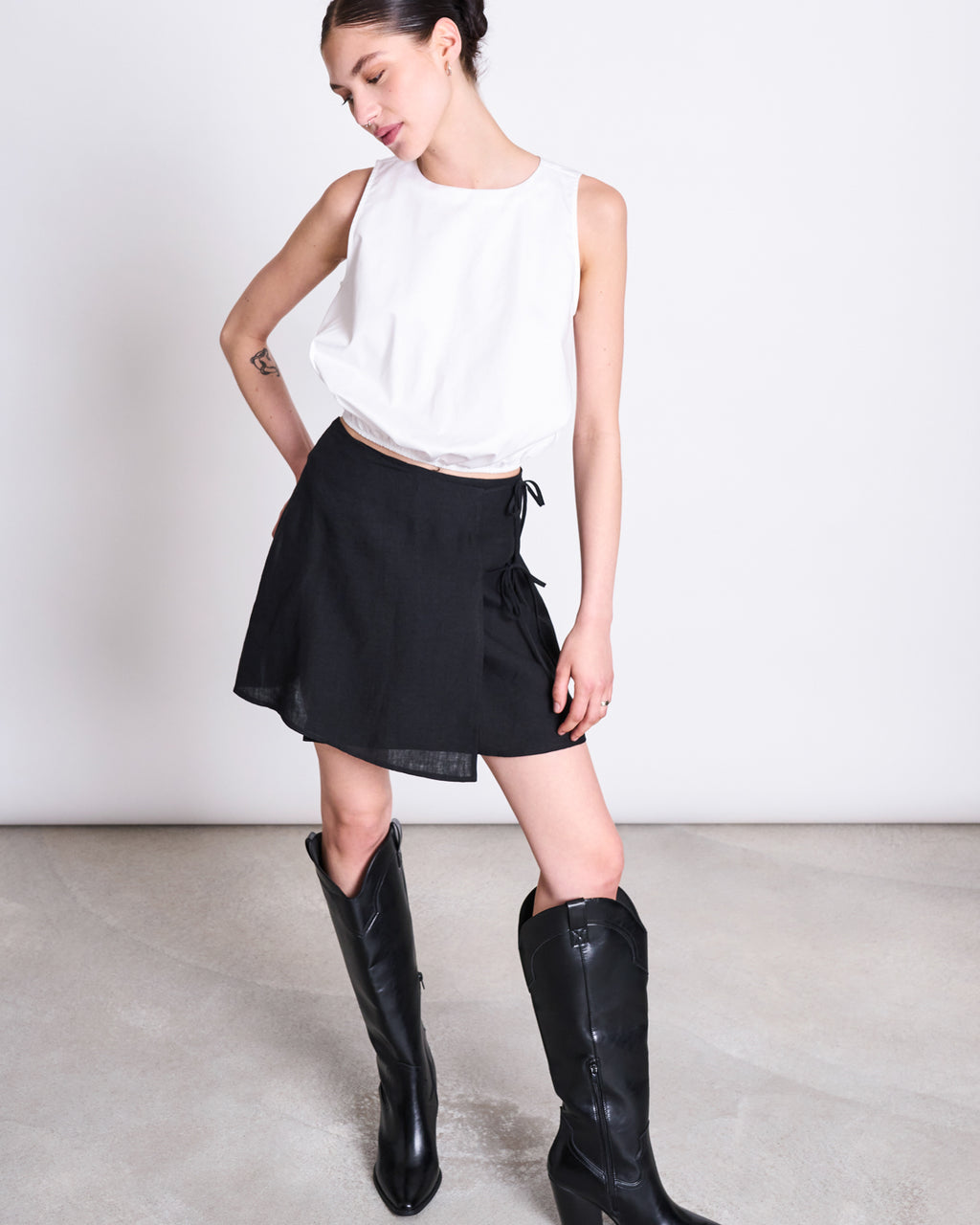 LINEN TIE SKIRT KYS BLACK Skirts jan-n-june 1