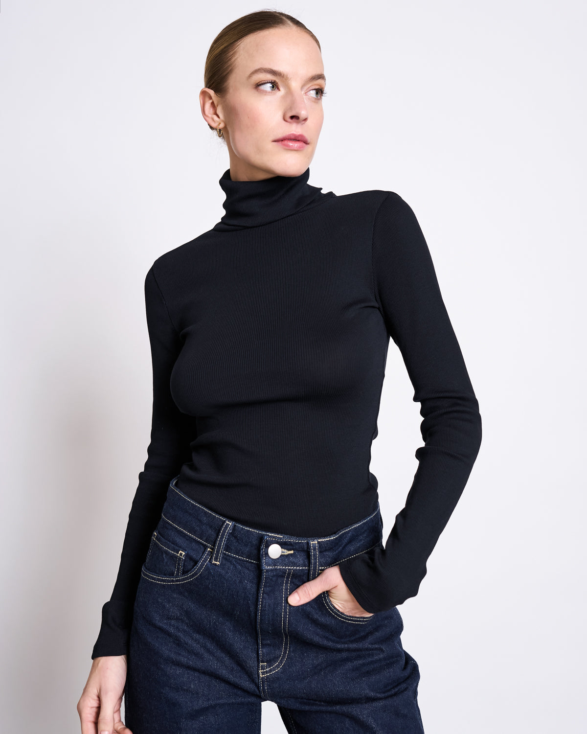 MINIRIB TURTLENECK CHUVA BLACK GOTS Longsleeve jan-n-june 6