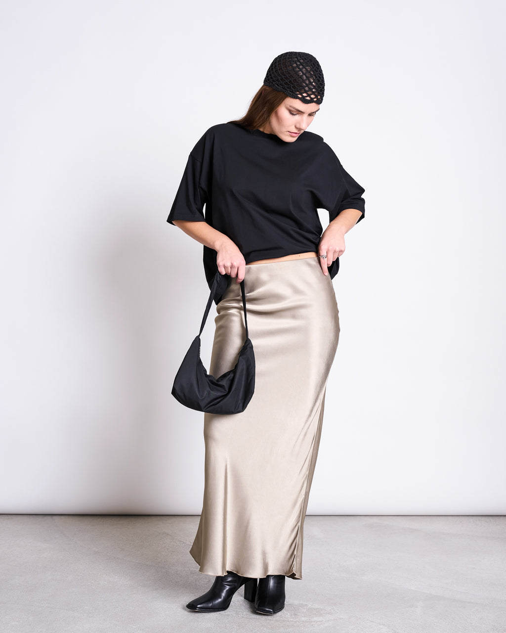 MAXI SATIN SKIRT SERIN SILVER GREY skirt jan-n-june 1