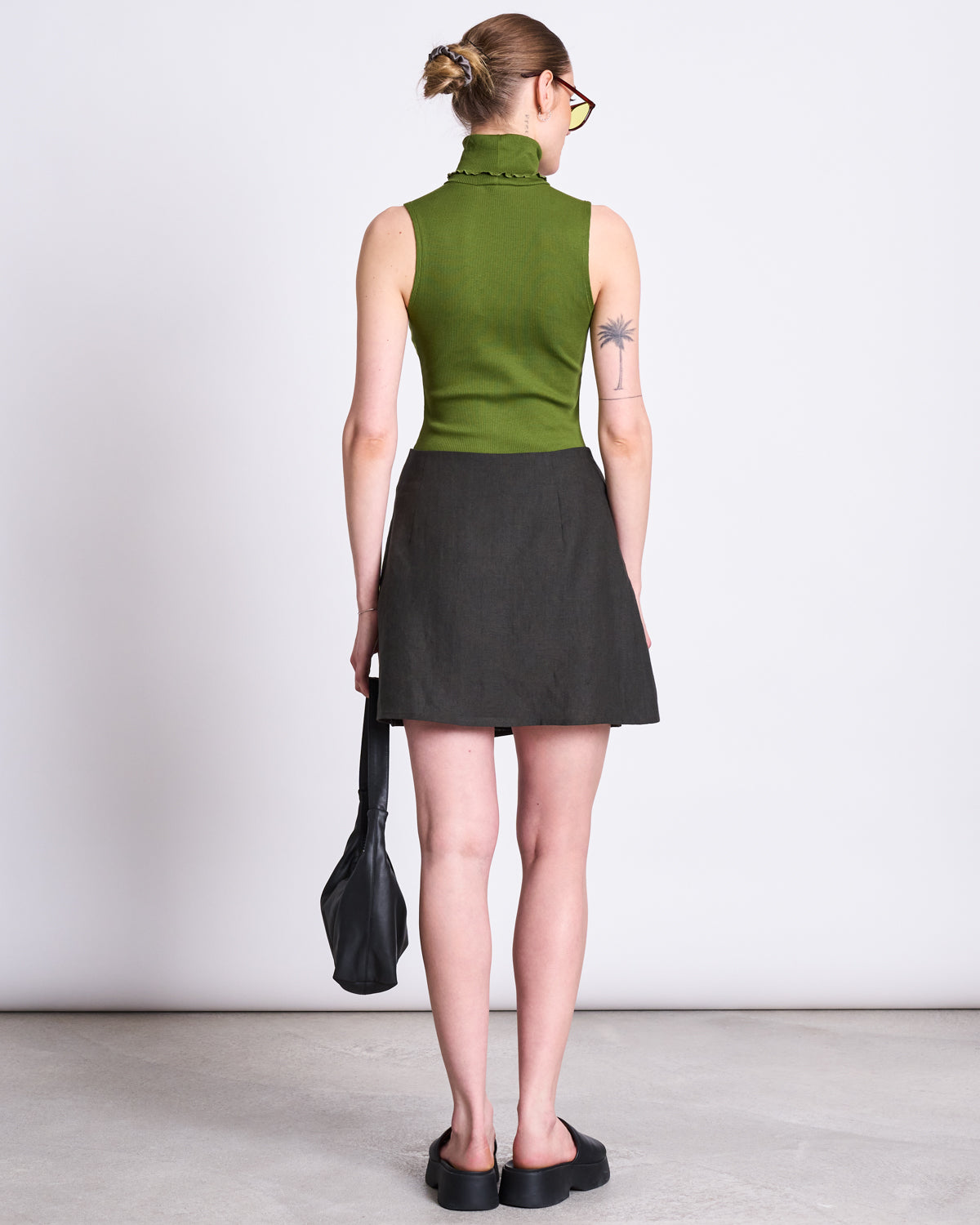 LINEN TIE SKIRT KYS DARK OLIVE Skirts jan-n-june 5