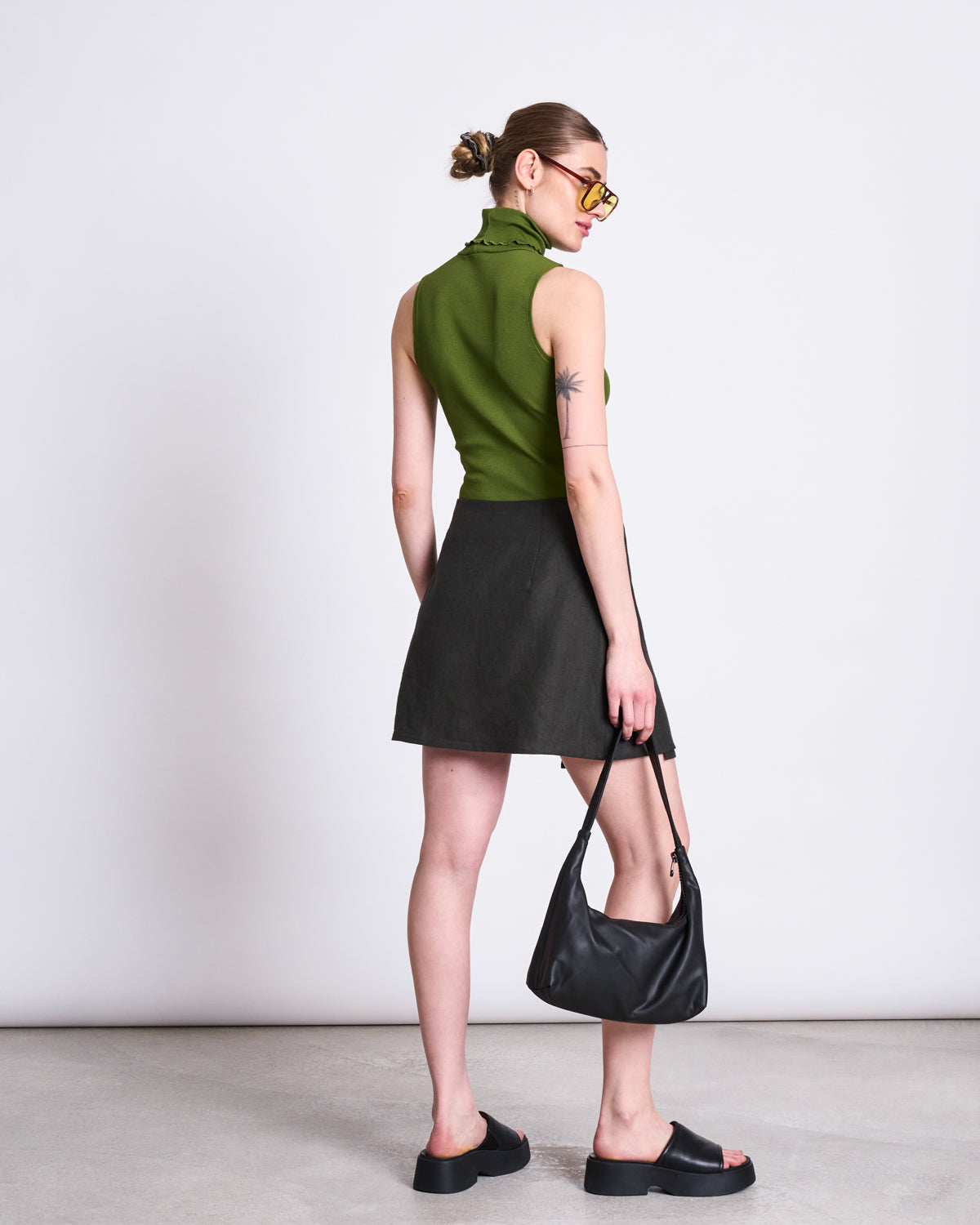 LINEN TIE SKIRT KYS DARK OLIVE Skirts jan-n-june 4