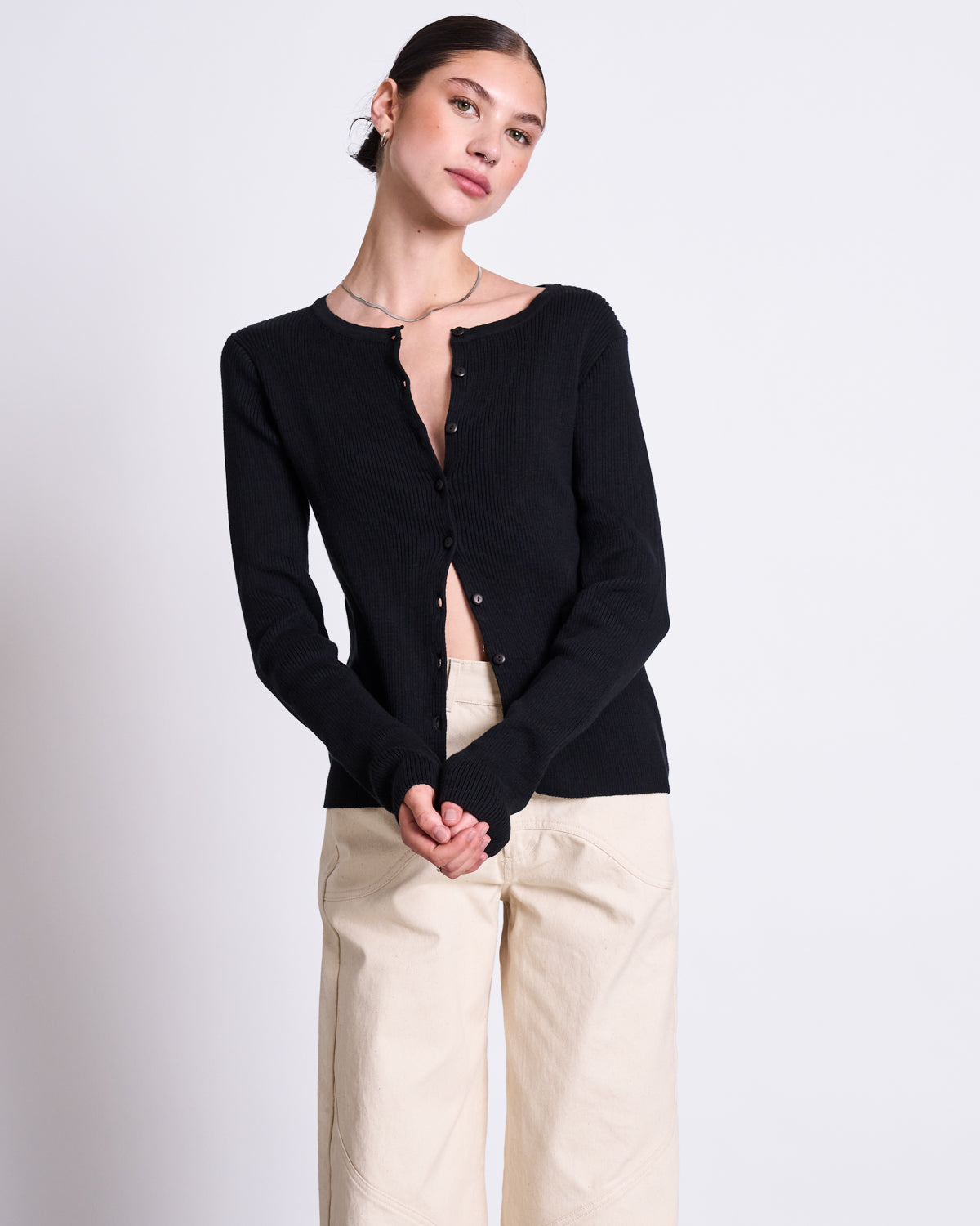 CREWNECK CARDIGAN GLIMT BLACK GOTS Cardigans jan-n-june 8