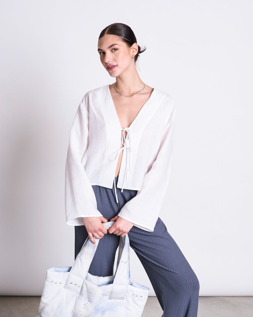 LINEN TIE BLOUSE SKAGEN WHITE Blouses jan-n-june 5