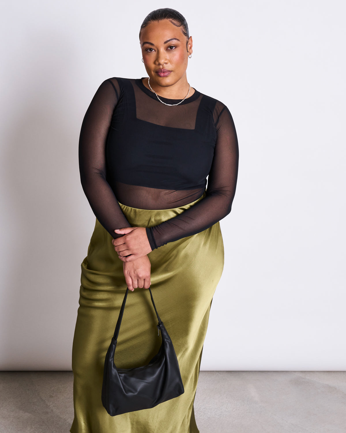 MAXI SATIN SKIRT SERIN WOODY OLIVE Skirts jan-n-june 3