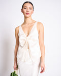RUFFLED V-NECK TOP TALARA OFFWHITE T-shirt jan-n-june 1