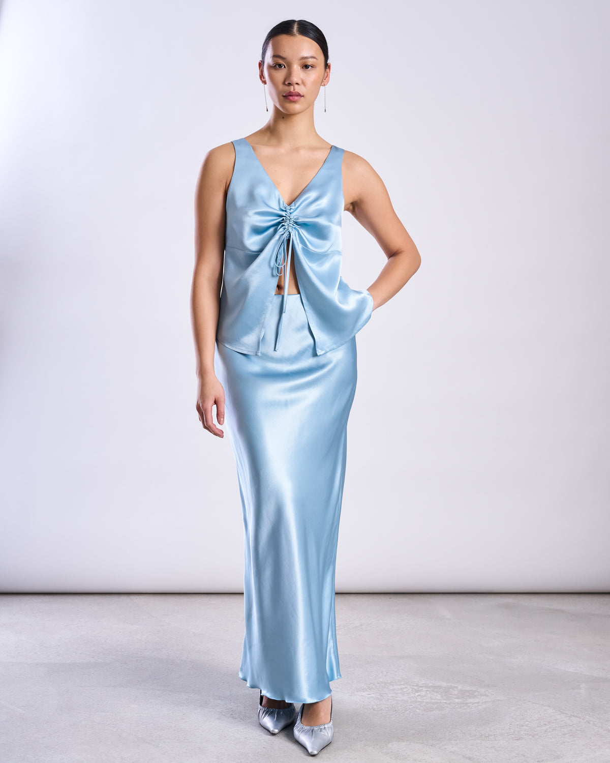 MAXI SATIN SKIRT SERIN RETRO BLUE Skirt jan-n-june 3