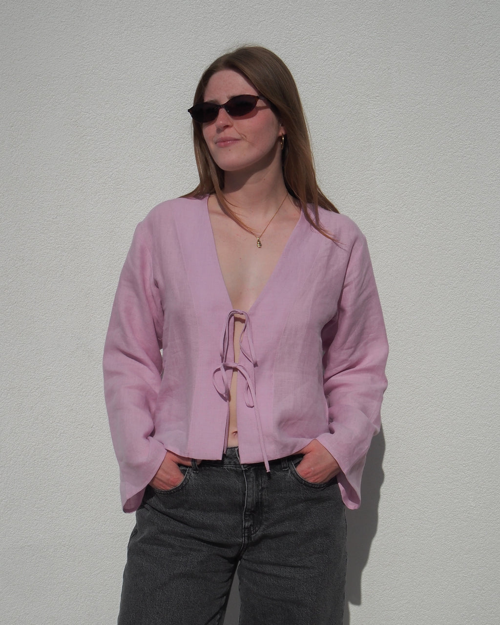 LINEN TIE BLOUSE SKAGEN LIGHT ORCHID Blouses jan-n-june 4