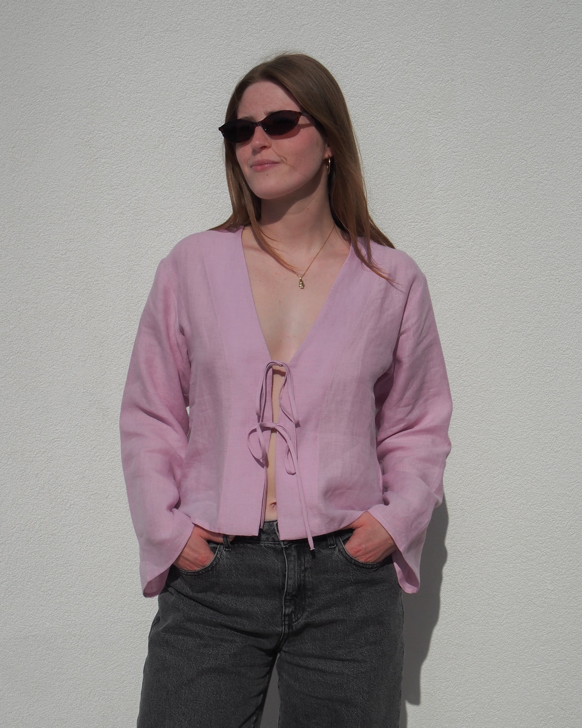 LINEN TIE BLOUSE SKAGEN LIGHT ORCHID Blouses jan-n-june 4