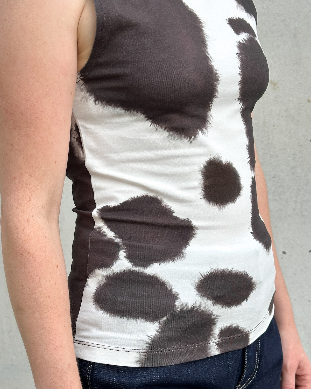 BOAT NECK TOP FELIS COW PRINT GOTS