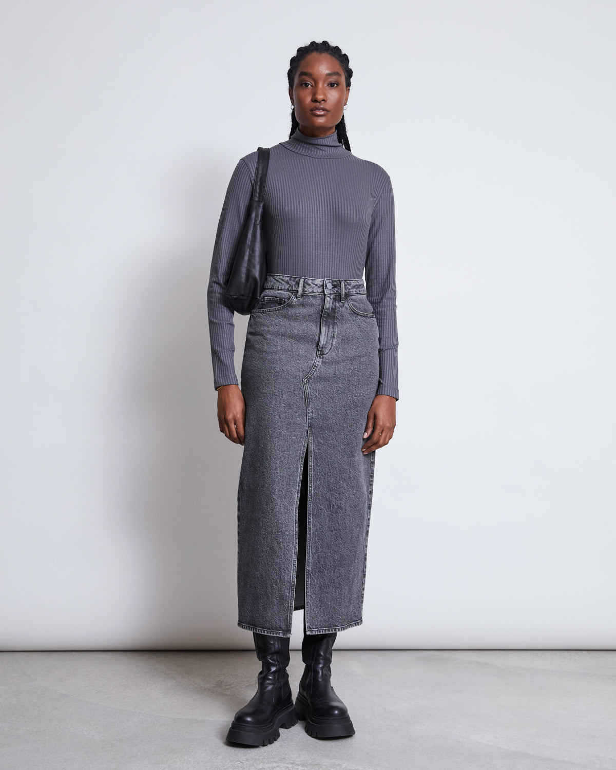 TENCEL™ LYOCELL TURTLENECK MIO DARK GREY Longsleeve jan-n-june 2