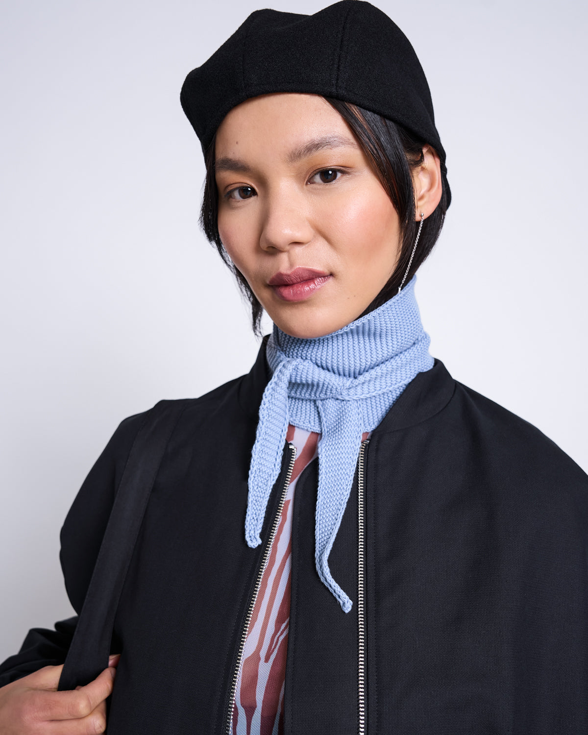 COTTON KNIT SCARF LEAENA MID BLUE GOTS Accessories jan-n-june 1