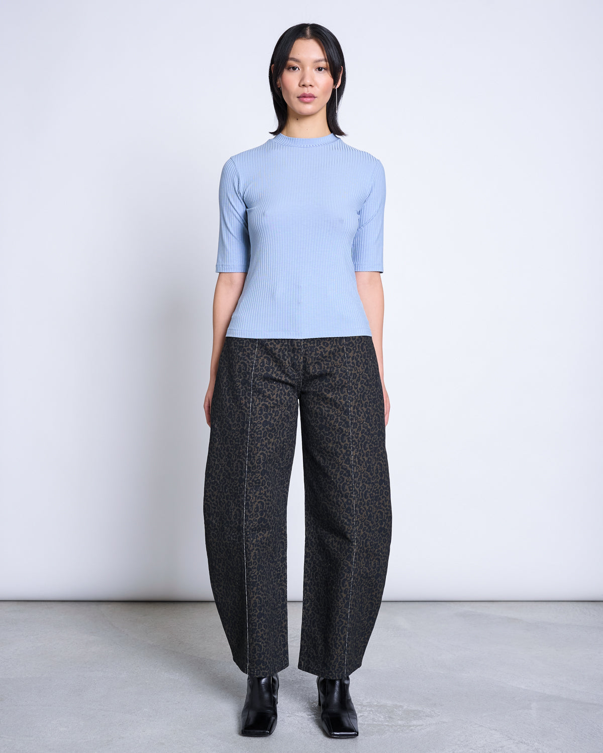 TENCEL™ LYOCELL RIB T-SHIRT NINA MID BLUE T-shirt jan-n-june 3