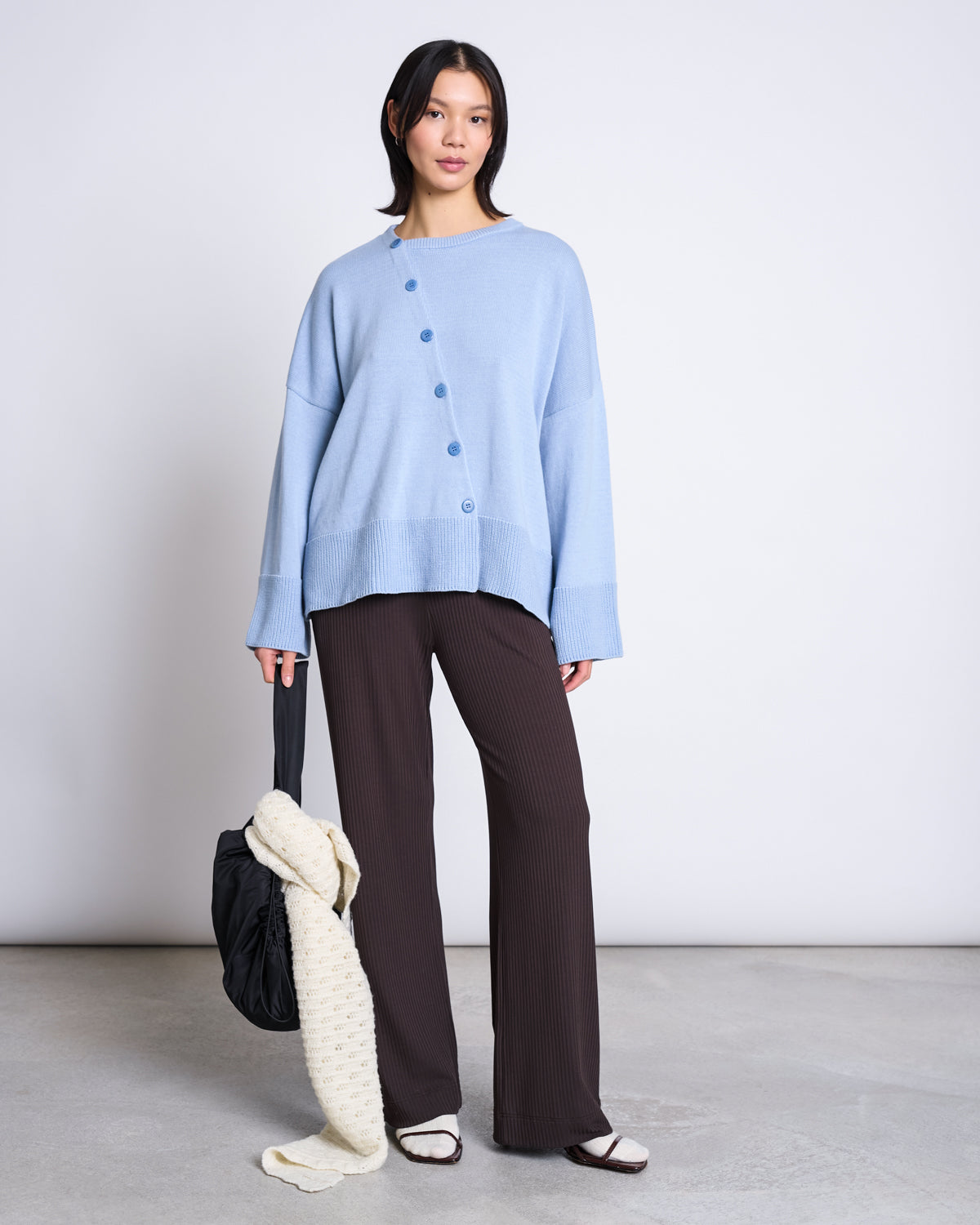ASYMMETRCIAL KNIT CARDIGAN PEBBLE MID BLUE GOTS Cardigan jan-n-june 6