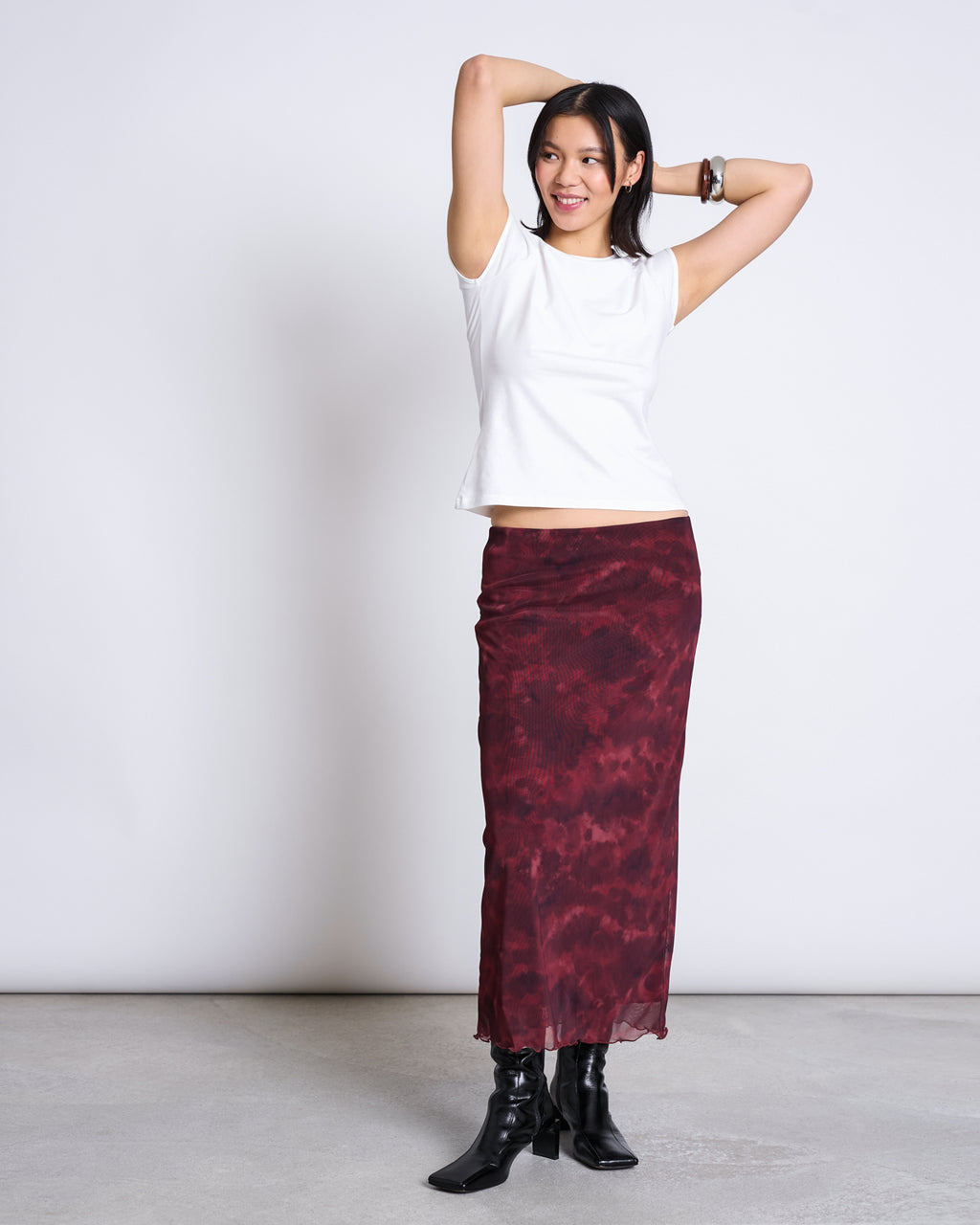 MESH MAXI SKIRT SMUK CARMINE CURL Skirt jan-n-june 3