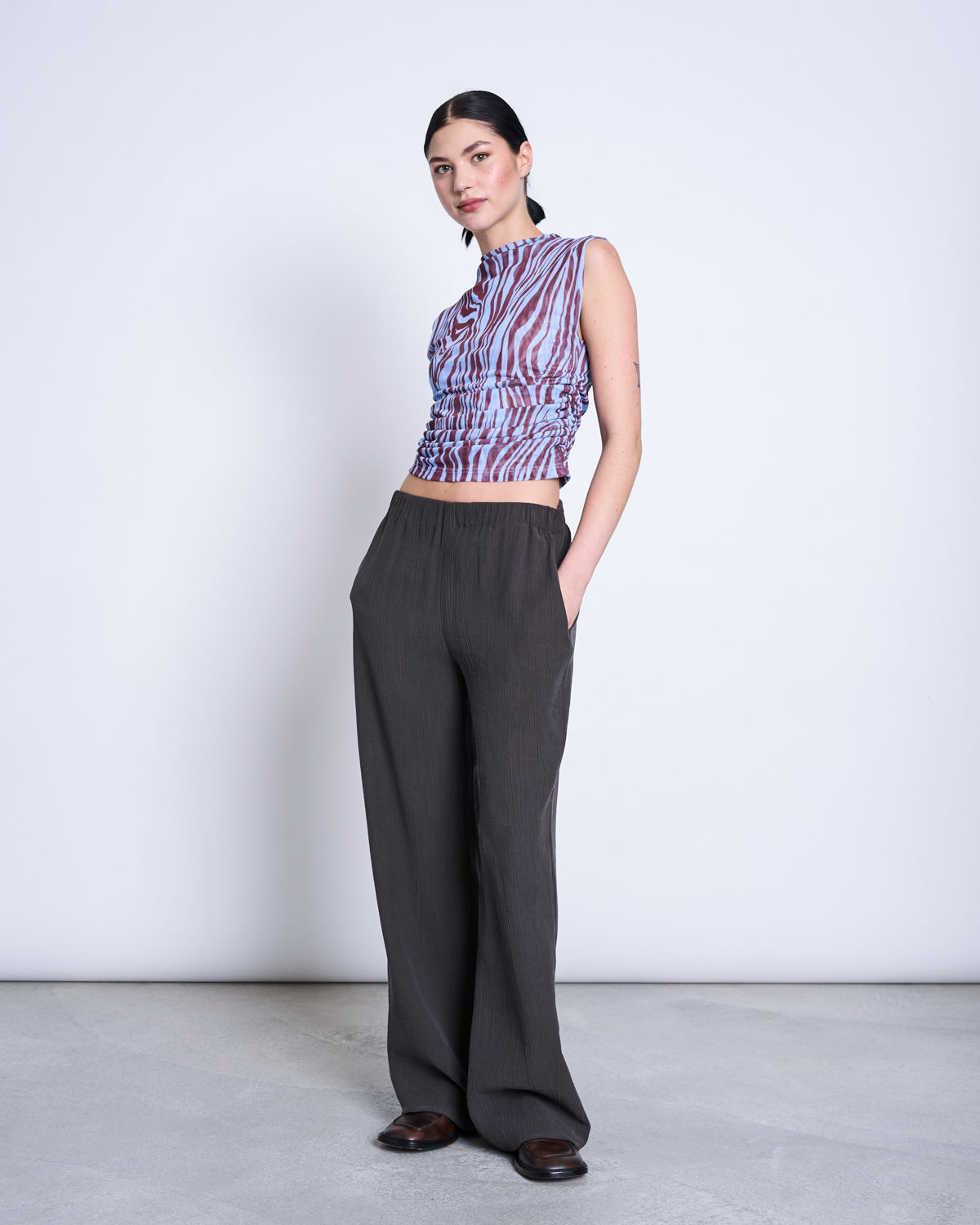 RUFFLE MESH TOP LAGUNA BLUE ZEBRA PRINT T-shirt jan-n-june 3