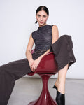 RUFFLE MESH TOP LAGUNA DARK LEO PRINT T-shirt jan-n-june 1