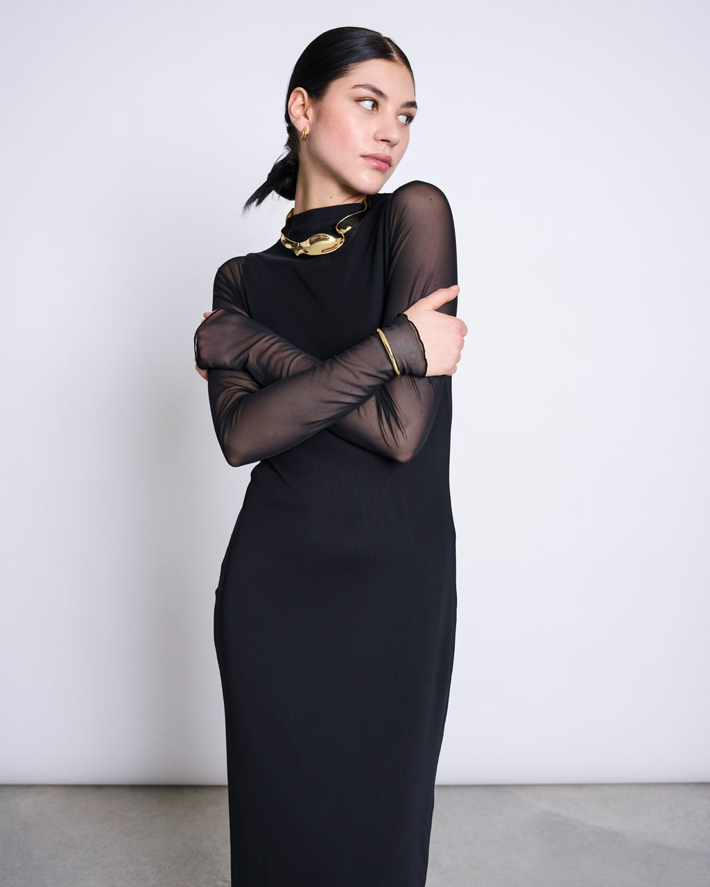 MESH LONGSLEEVE DRESS ZALDI BLACK Dress jan-n-june 2