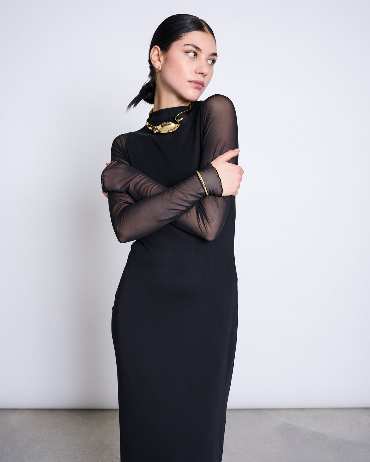 MESH LONGSLEEVE DRESS ZALDI BLACK Dress jan-n-june 2