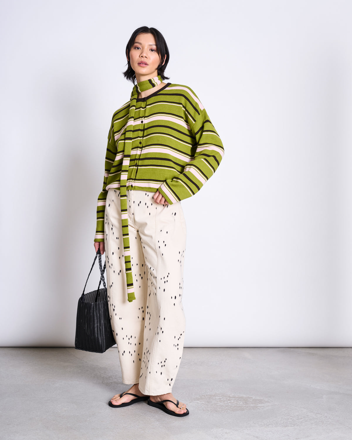 LIGHT CARDIGAN ASAS SPINACH STRIPED GOTS Cardigan jan-n-june 1