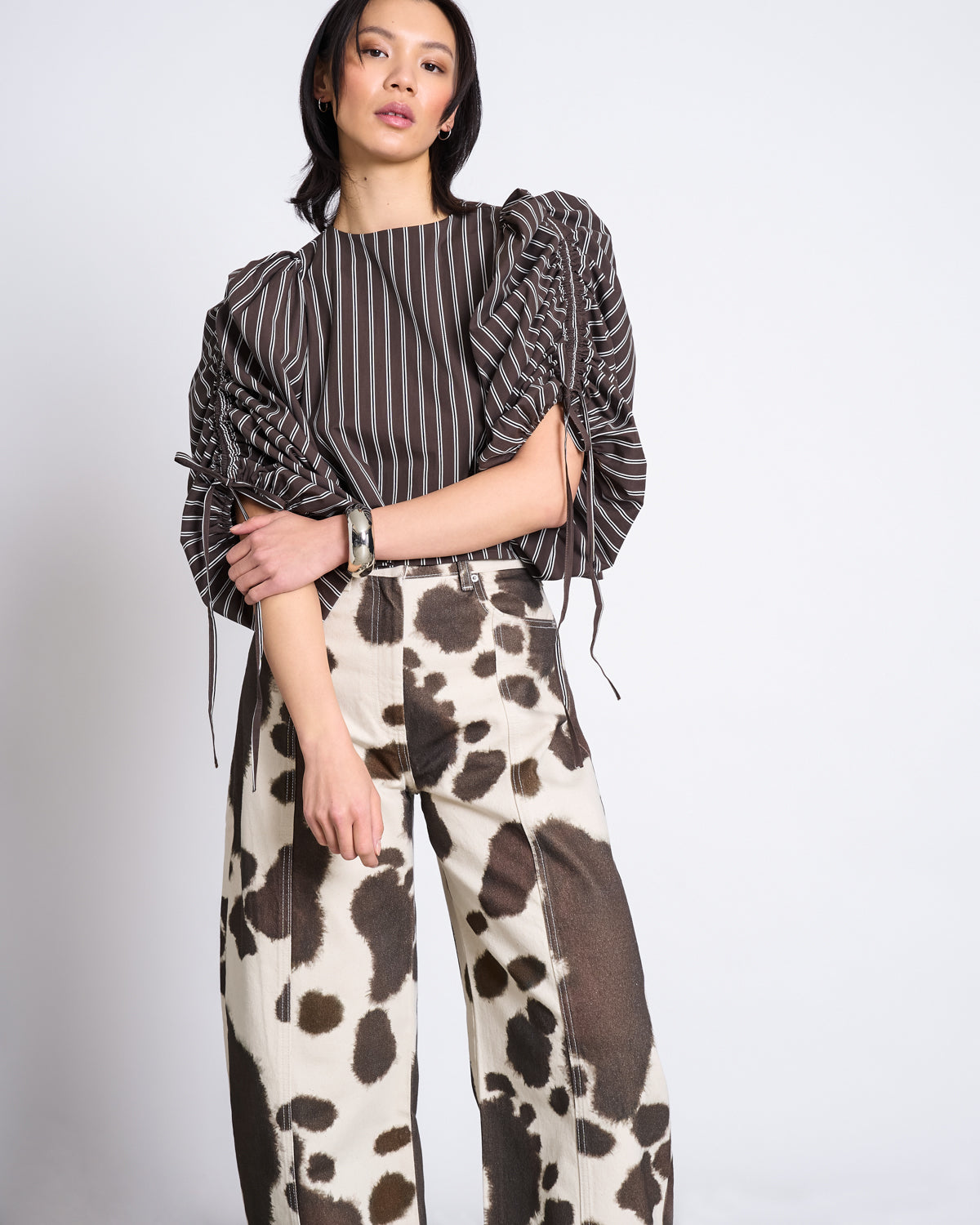PUFFY SLEEVE BLOUSE NIBS MUD STRIPED GOTS Blouse jan-n-june 2