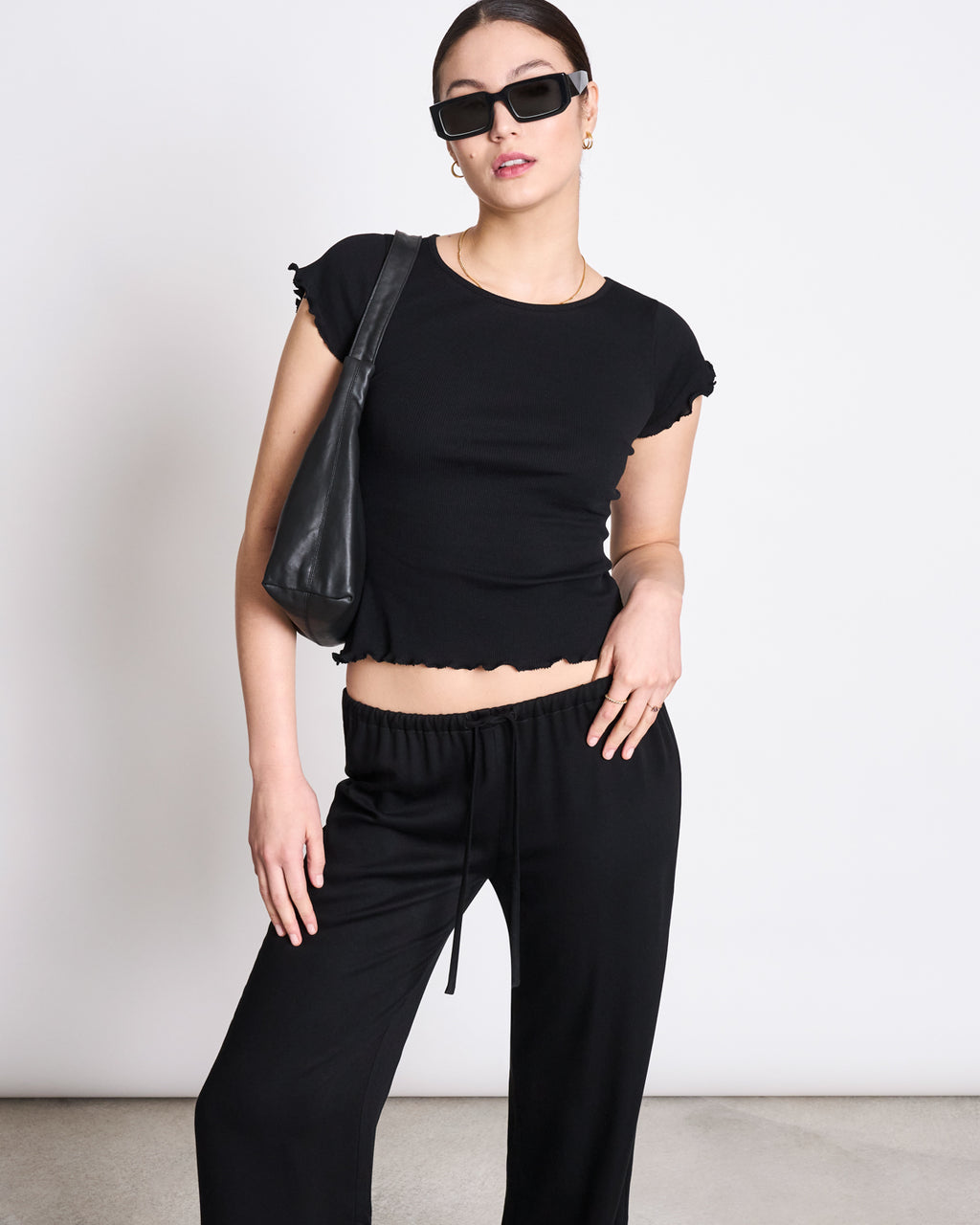 MINIRIB T-SHIRT REN BLACK GOTS T-shirt jan-n-june 6