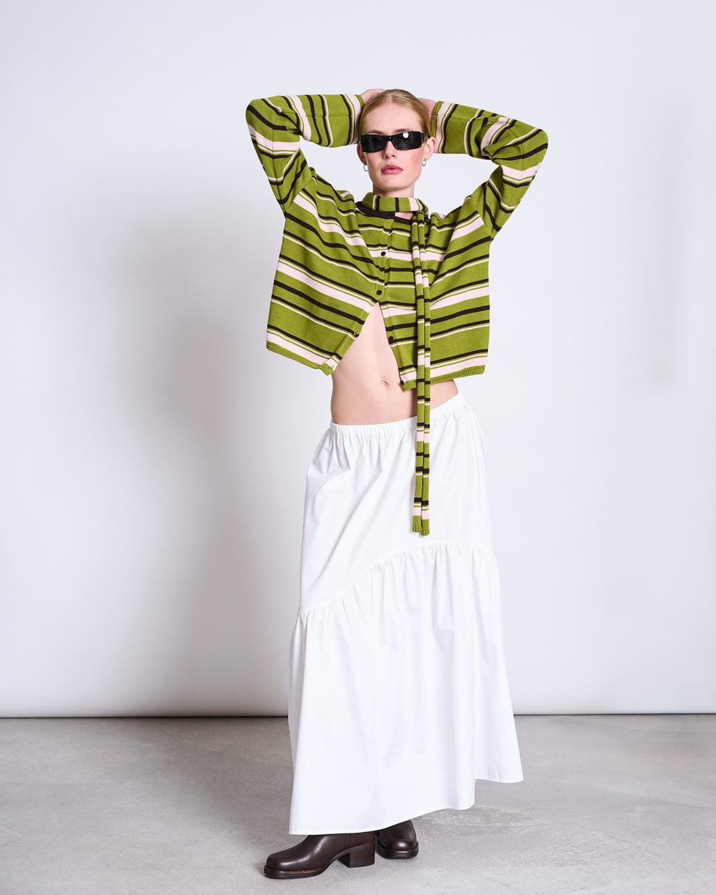 LIGHT CARDIGAN ASAS SPINACH STRIPED GOTS Cardigan jan-n-june 3