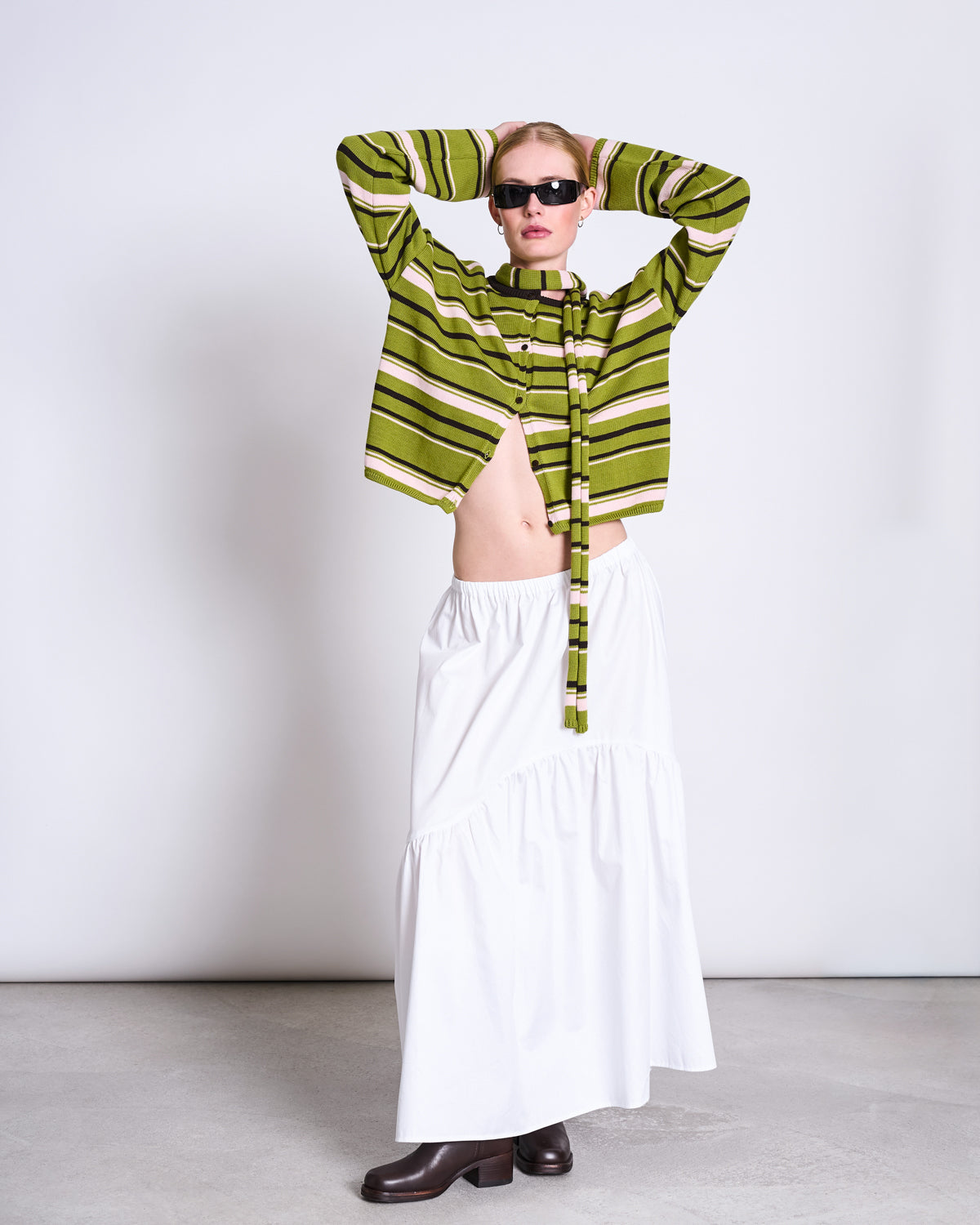 LIGHT CARDIGAN ASAS SPINACH STRIPED GOTS Cardigan jan-n-june 3