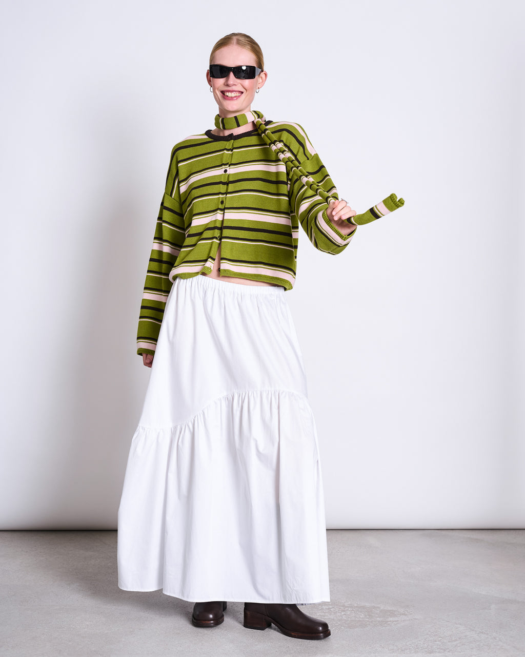 LIGHT CARDIGAN ASAS SPINACH STRIPED GOTS Cardigan jan-n-june 2