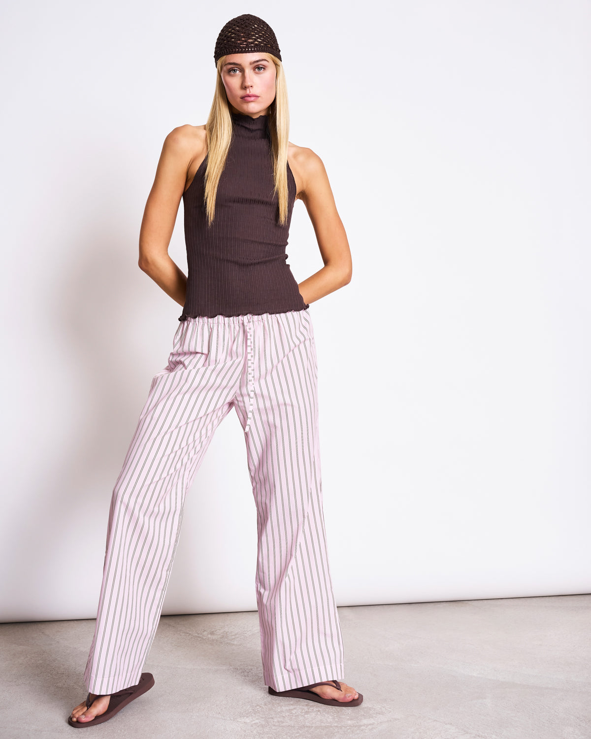 MID RISE LOOSE PANTS CETOS LIGHT ORCHID STRIPED GOTS Pants jan-n-june 11