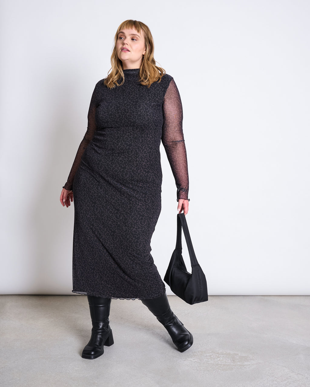 MESH LONGSLEEVE DRESS ZALDI DARK LEO PRINT Dress jan-n-june 1
