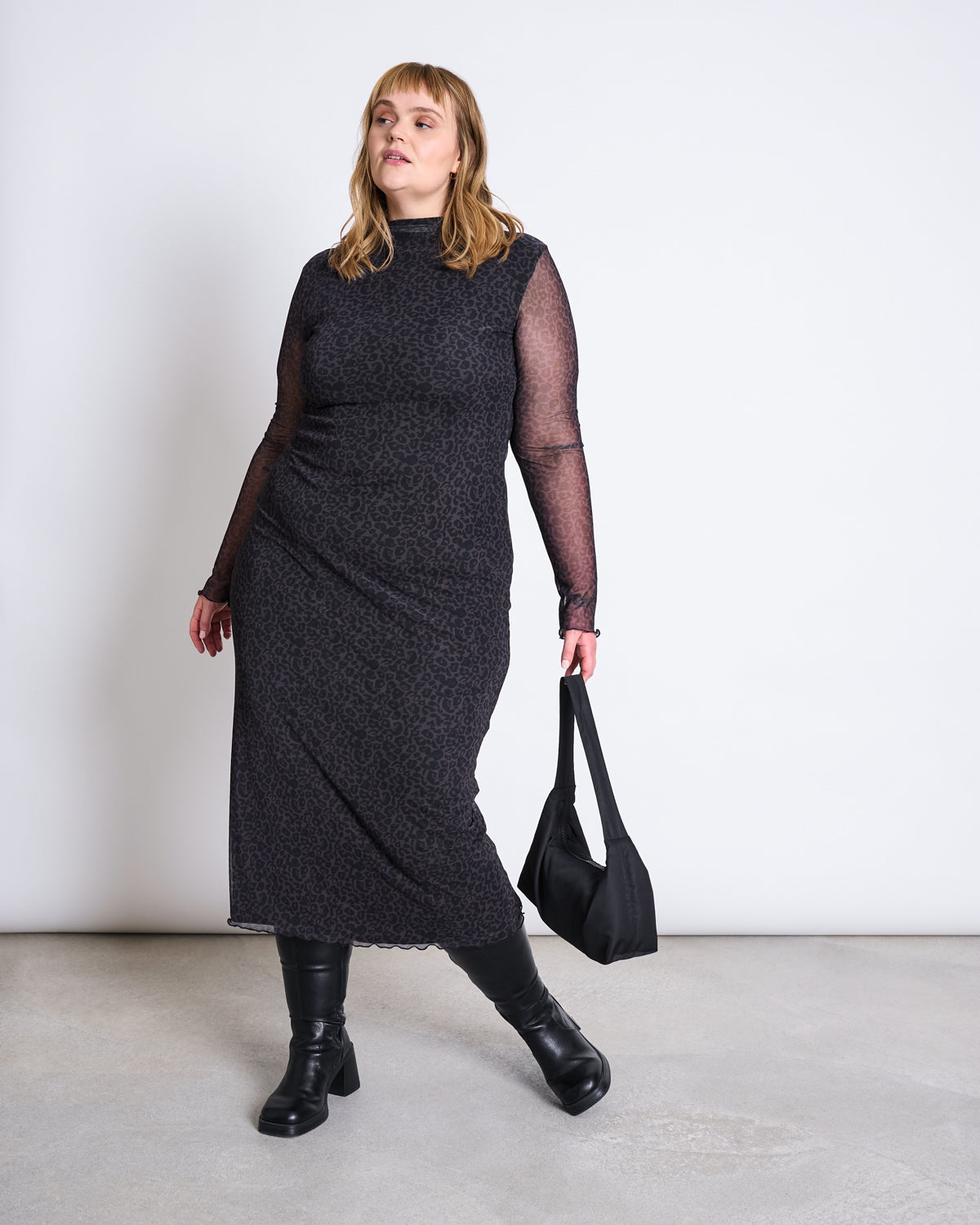 MESH LONGSLEEVE DRESS ZALDI DARK LEO PRINT Dress jan-n-june 1