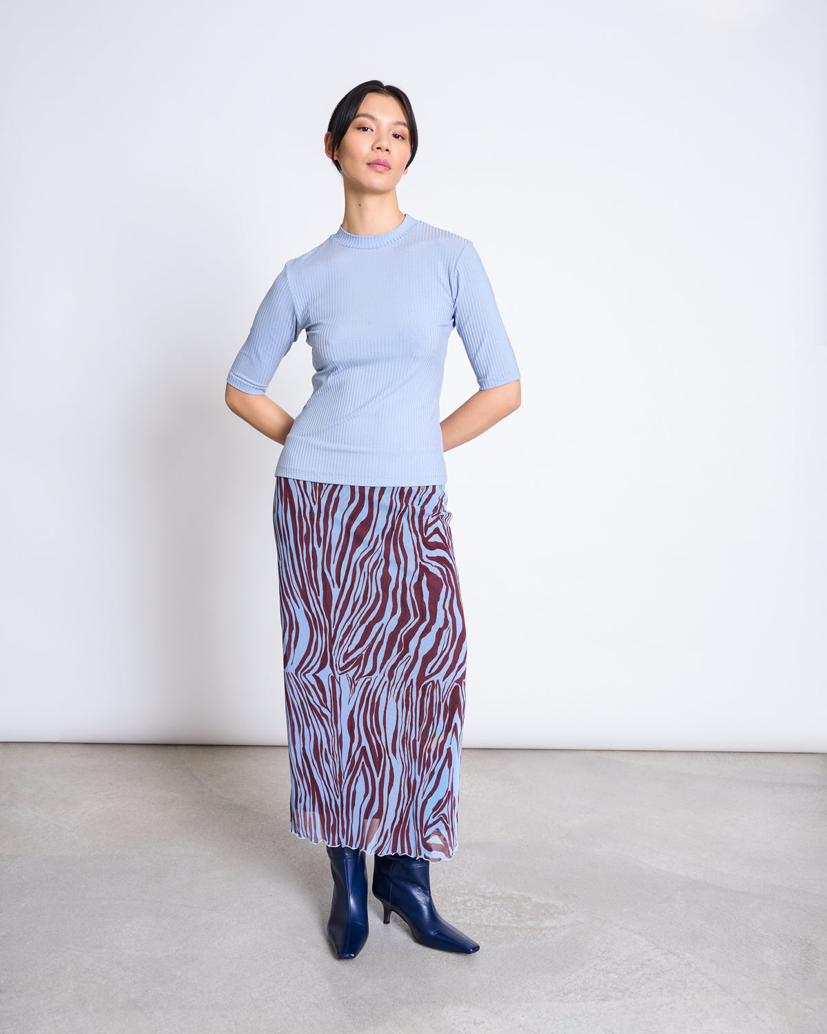 MESH MAXI SKIRT SMUK BLUE ZEBRA PRINT Skirt jan-n-june 2