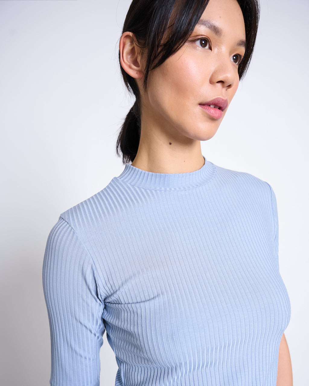 TENCEL™ LYOCELL RIB T-SHIRT NINA MID BLUE T-shirt jan-n-june 5