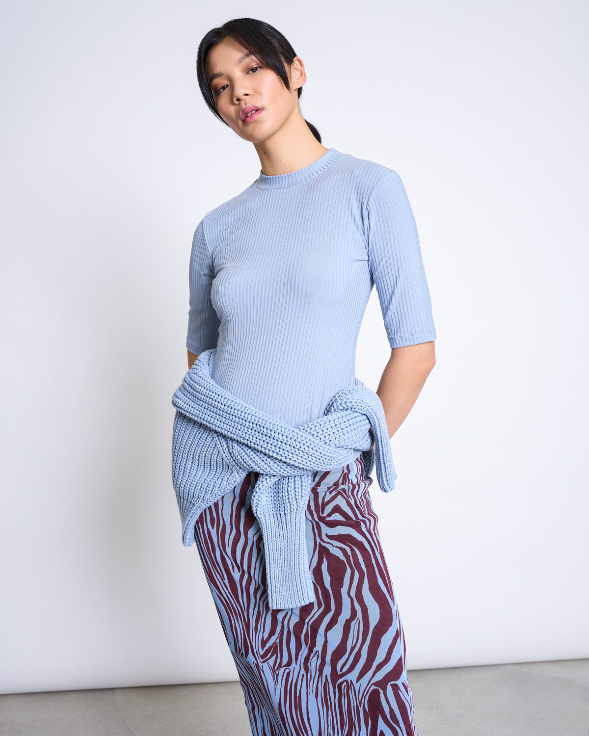 TENCEL™ LYOCELL RIB T-SHIRT NINA MID BLUE T-shirt jan-n-june 7