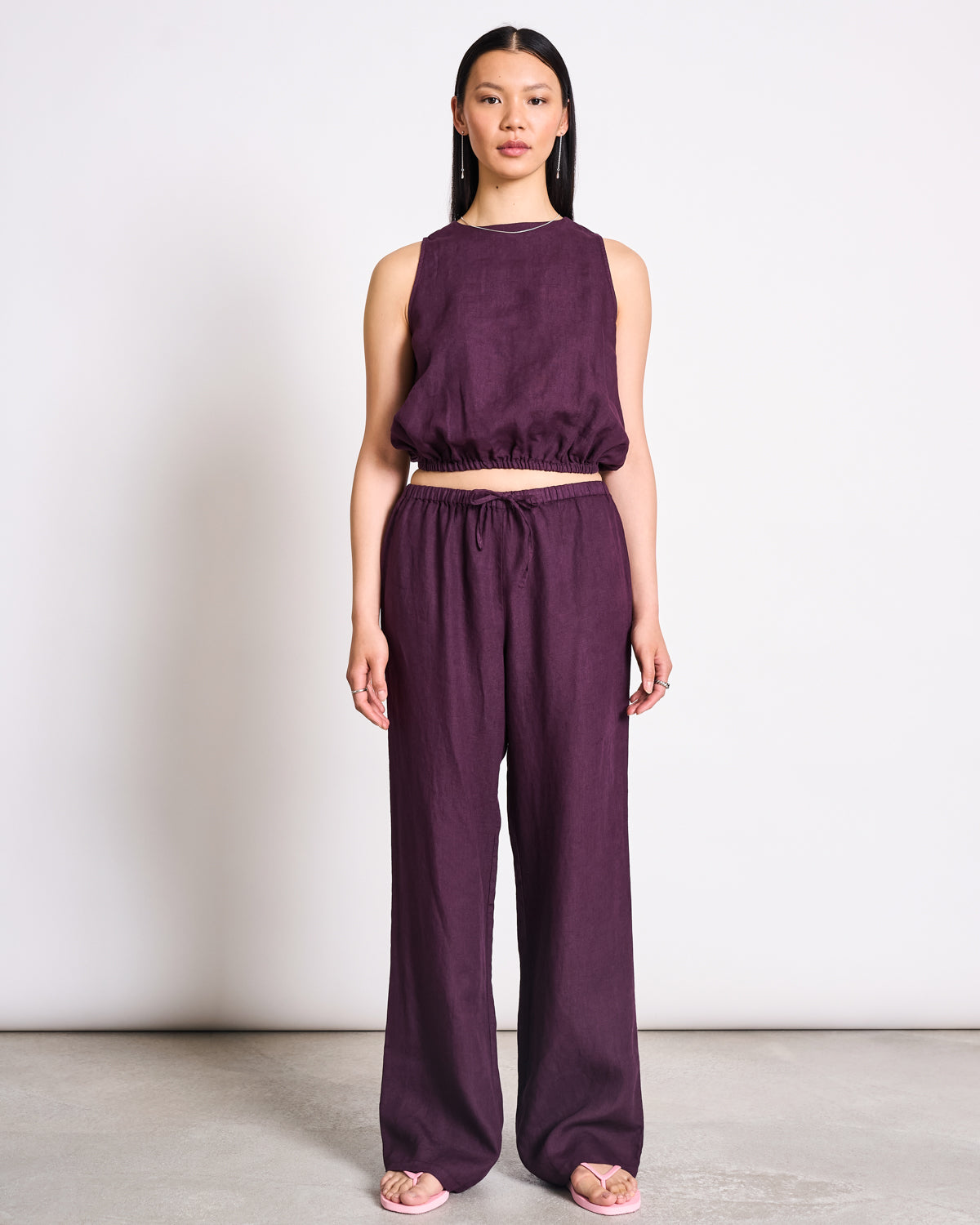 CROPPED LINEN TOP LUPIN CHERRY LACQUER T-shirt jan-n-june 4