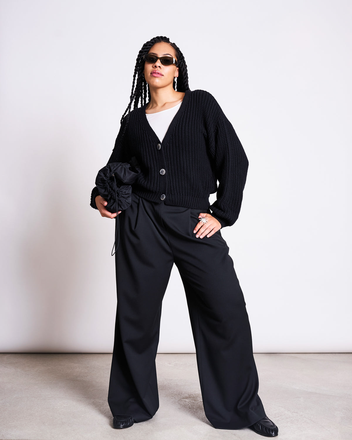 CHUNKY CARDIGAN LENA BLACK GOTS Knit Wear jan-n-june 2